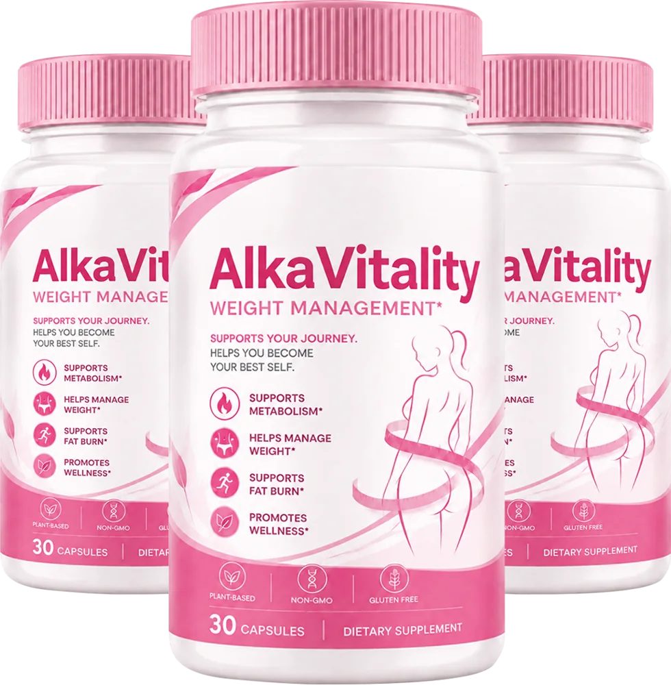 Alka Vitality weight management capsules, three bottles